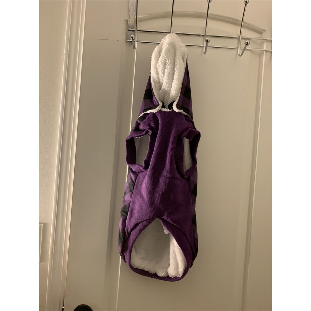 Dog Pet Faux Fur Lined Hoodie Purple BlaVest Size Large